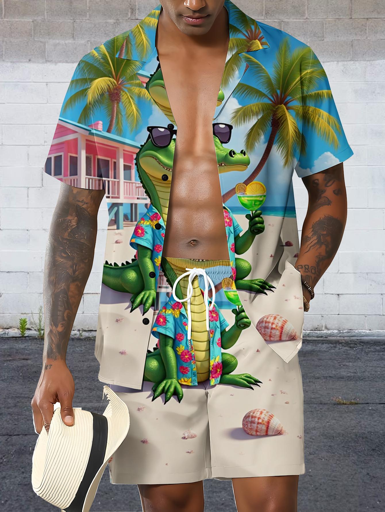 Summer Clothing Drip - Conjuntos de Camisa para Hombre, Primavera/Verano