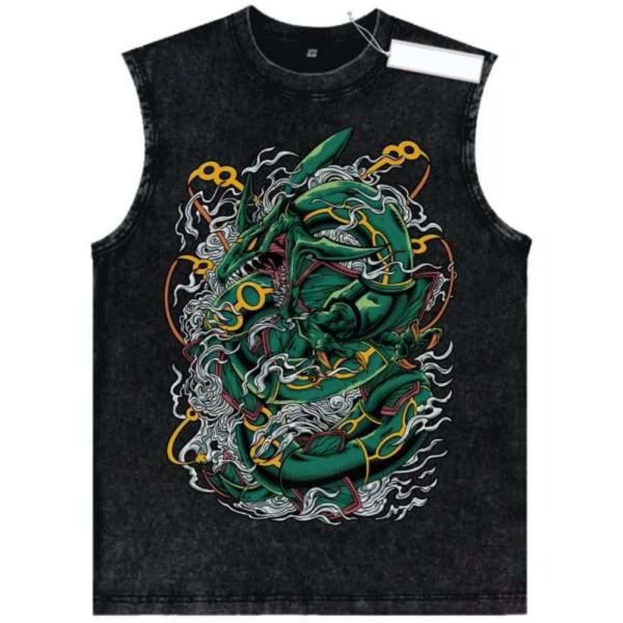 Vintage Summer Clothing Men - Camiseta sin mangas vintage lavada con