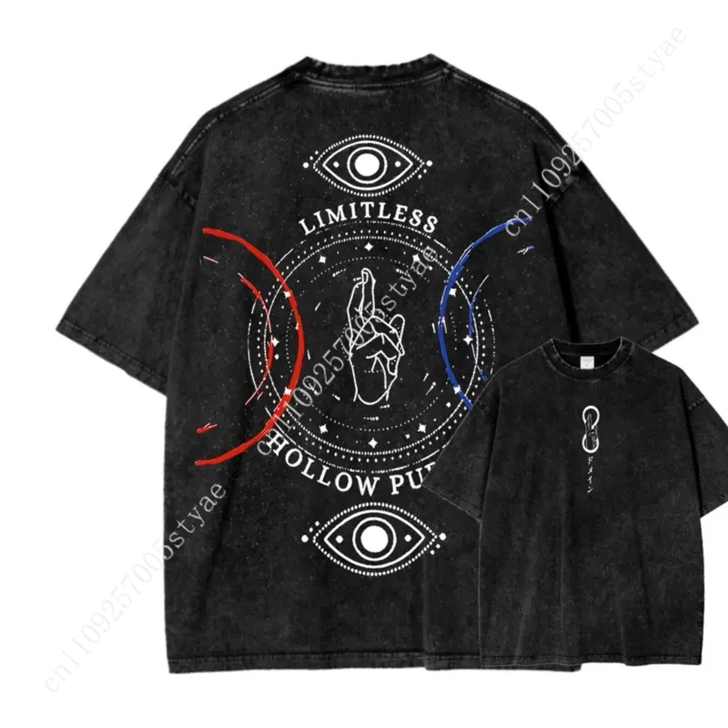 Vintage Summer Clothing Men - Camiseta con Estampado de Anime Gojo