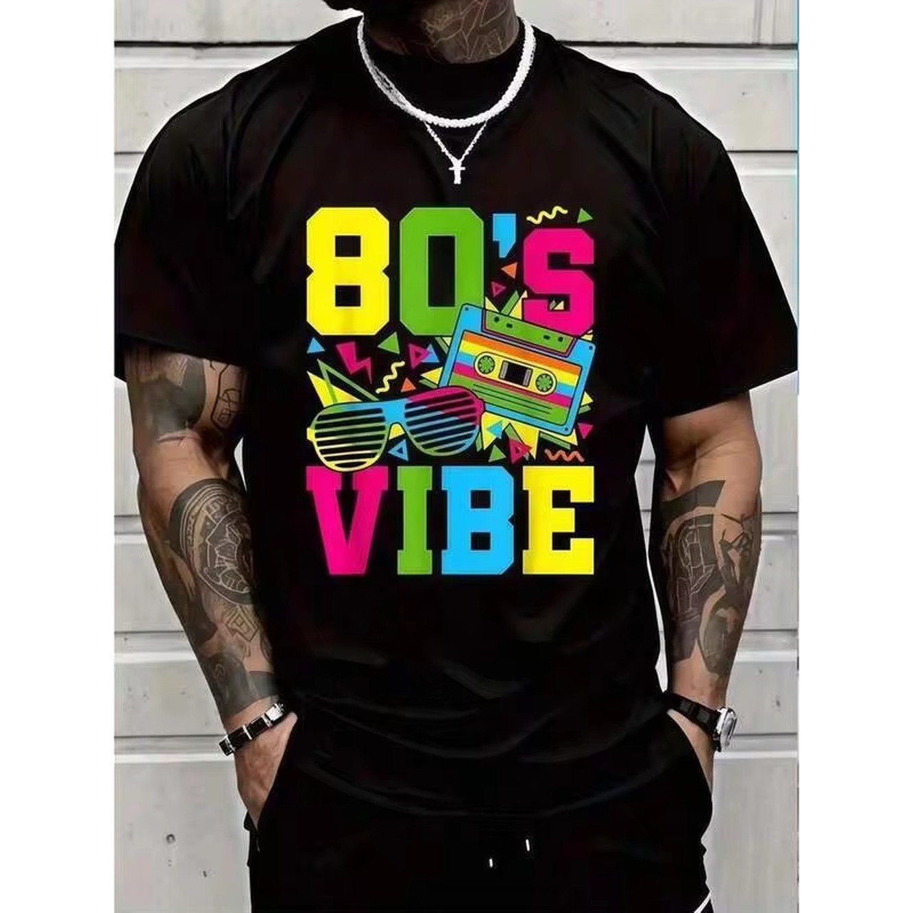 Summer Days Clothing - 1 camiseta negra con estampado Retro