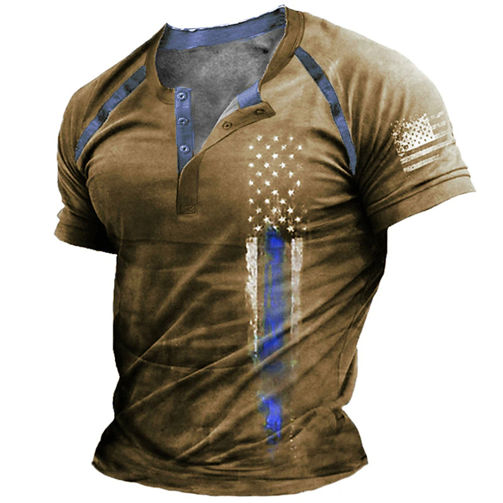 Summer Knit Clothing - Camiseta Divertida con Estampado de Bandera