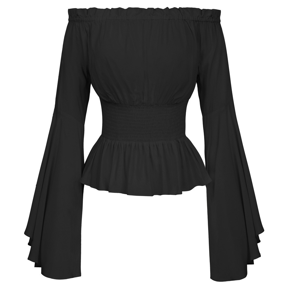Summer Renaissance Clothing - Camisa gótica ajustada acampanada de manga