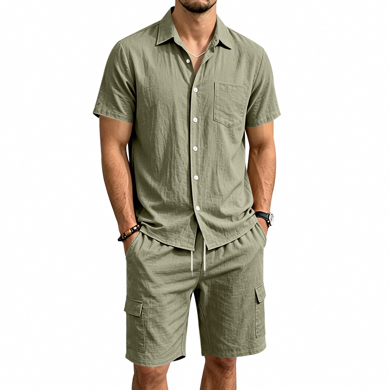 Summer Clothing Men - Conjunto de Dos Piezas de Lino