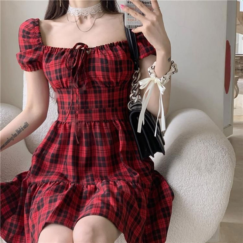 Minivestido rojo a cuadros, ro - Summer Clothing Drawing reseña y precio