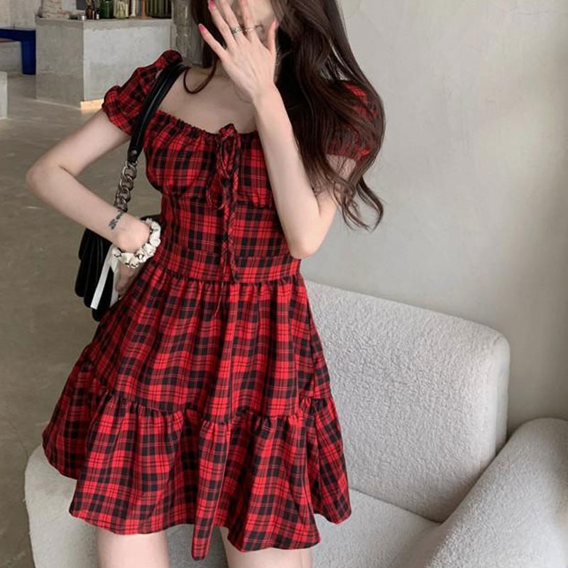 Minivestido rojo a cuadros, ro - Summer Clothing Drawing reseña y precio