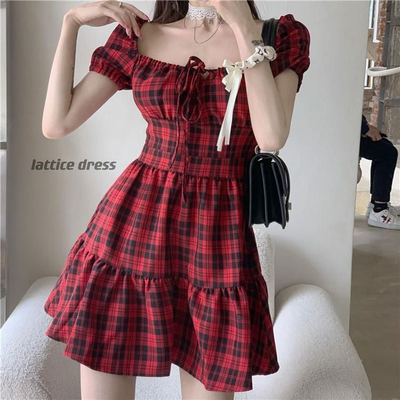 Minivestido rojo a cuadros, ro - Summer Clothing Drawing reseña y precio
