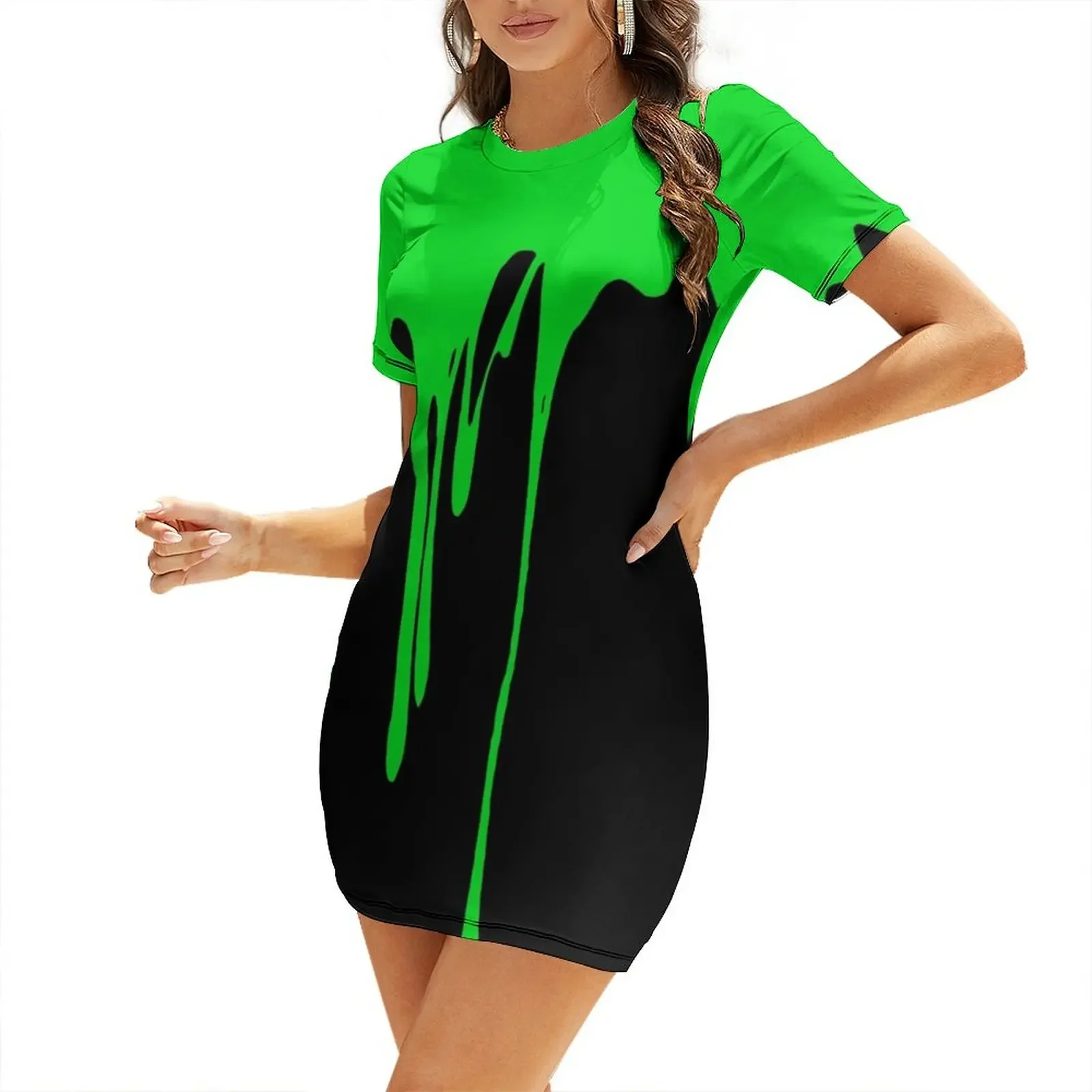 Vestido de manga corta con est - Summer Clothing Drip reseña y precio