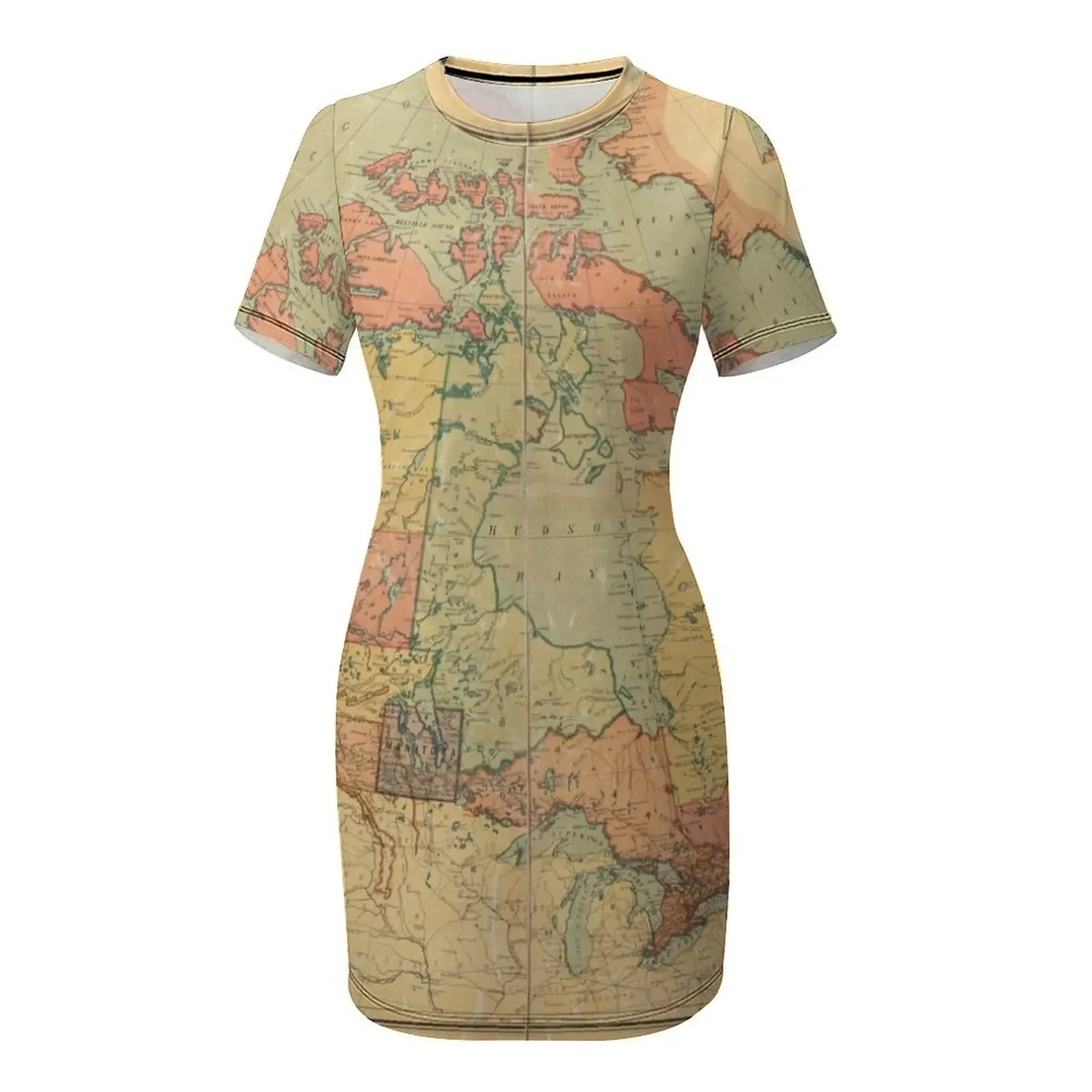 Vestido de manga corta con map - Summer Clothing Canada reseña y precio