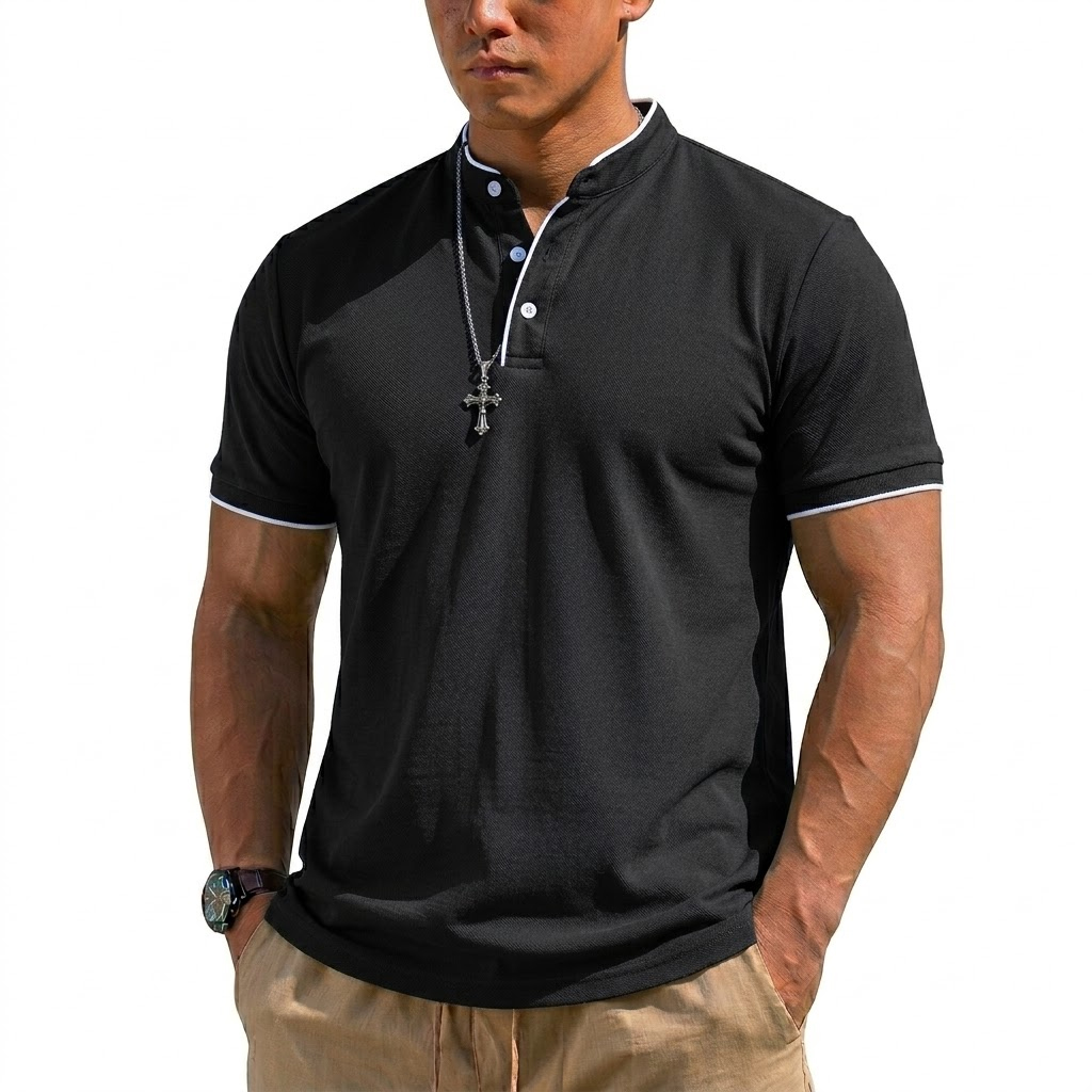 Camiseta Henley de Manga Corta - Summer Clothing Mens reseña y precio