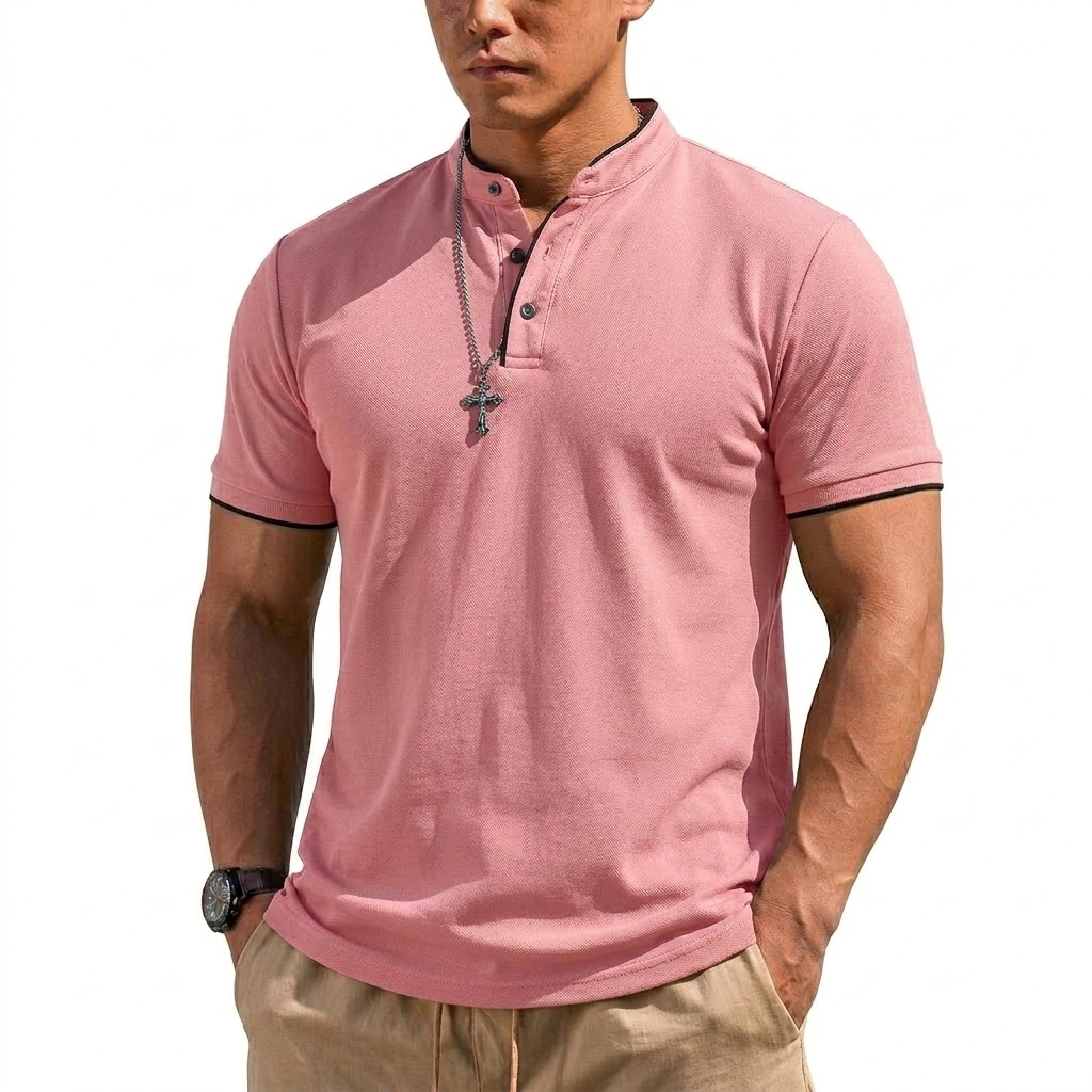 Camiseta Henley de Manga Corta - Summer Clothing Mens reseña y precio