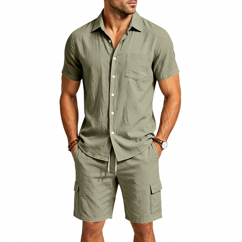 Conjunto de Dos Piezas de Lino - Summer Clothing Men reseña y precio